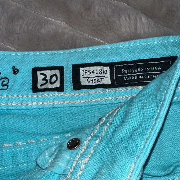 Miss Me Turquoise Jean Shorts - Picture 3 of 4